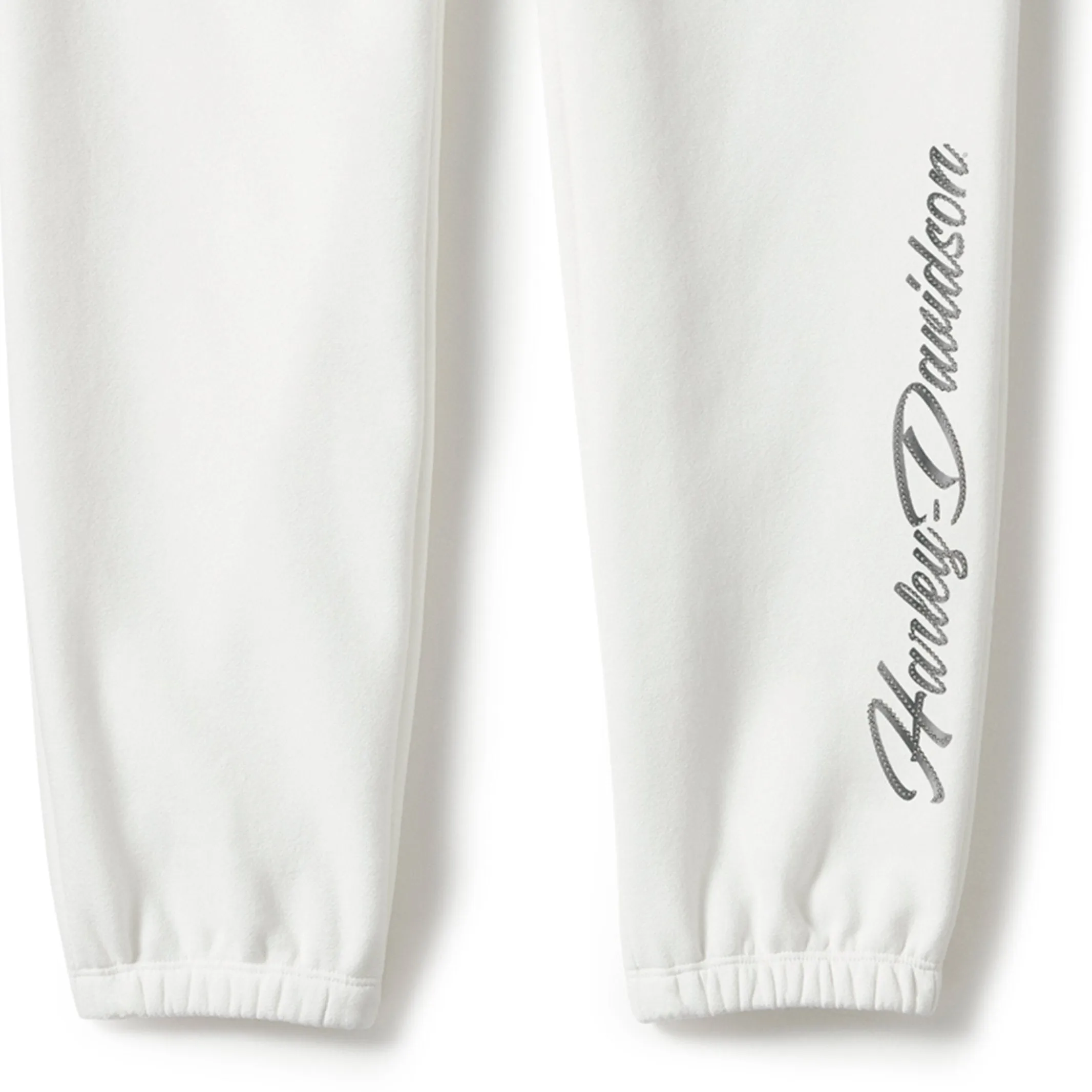 Harley-Davidson Women's Essential Bling Fleece Relax Fit Jogger Pants, White 96592-25VW