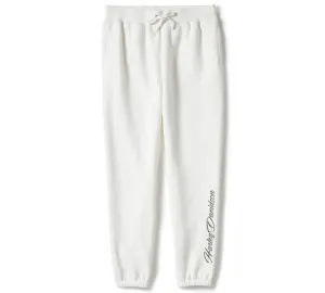 Harley-Davidson Women's Essential Bling Fleece Relax Fit Jogger Pants, White 96592-25VW