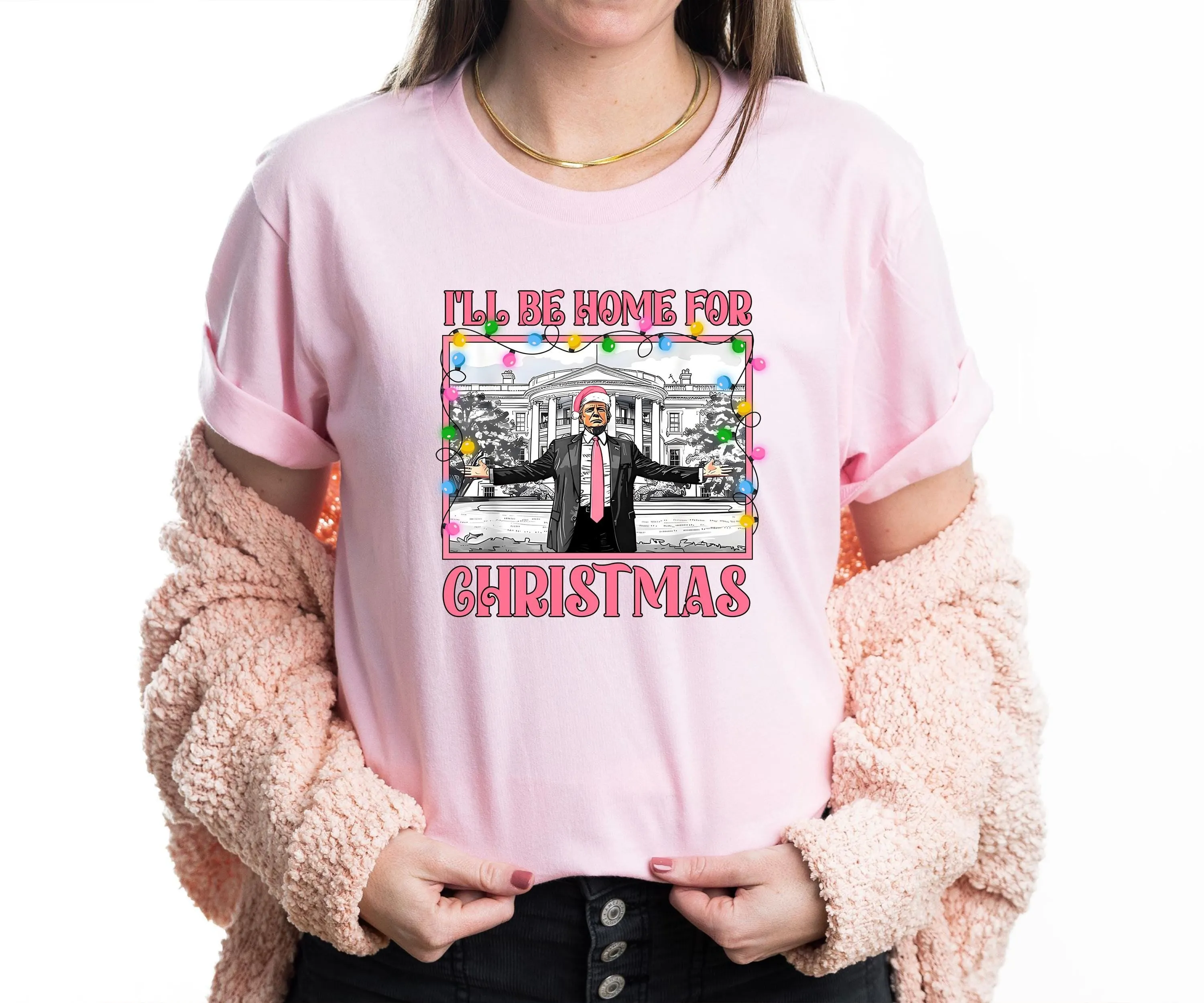 I'll Be Home for Christmas Trump Shirt, Christmas Donald Trump Shirt, Christmas Republican Shirt