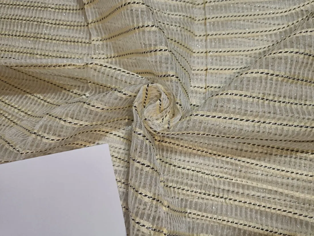 ivory silk organza fancy rope stripes fabric 44&quot; wide