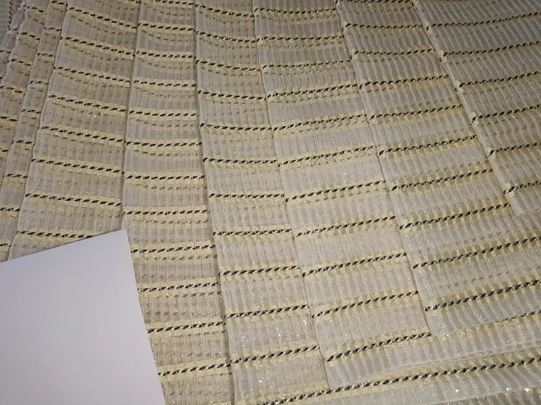 ivory silk organza fancy rope stripes fabric 44&quot; wide