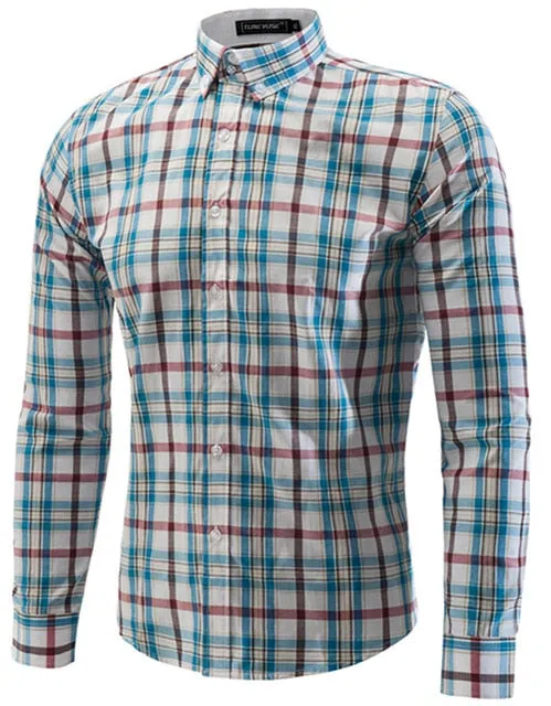 Jesse Men Plaid Long Sleeve Slim Fit Shirt