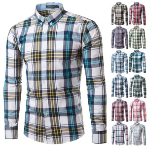 Jesse Men Plaid Long Sleeve Slim Fit Shirt