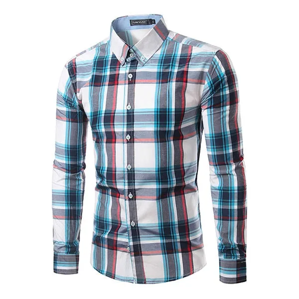 Jesse Men Plaid Long Sleeve Slim Fit Shirt
