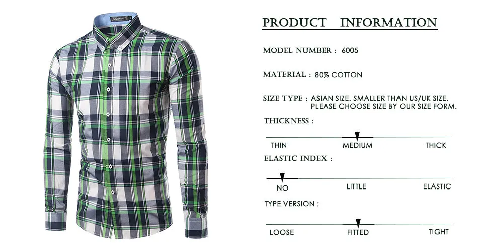 Jesse Men Plaid Long Sleeve Slim Fit Shirt