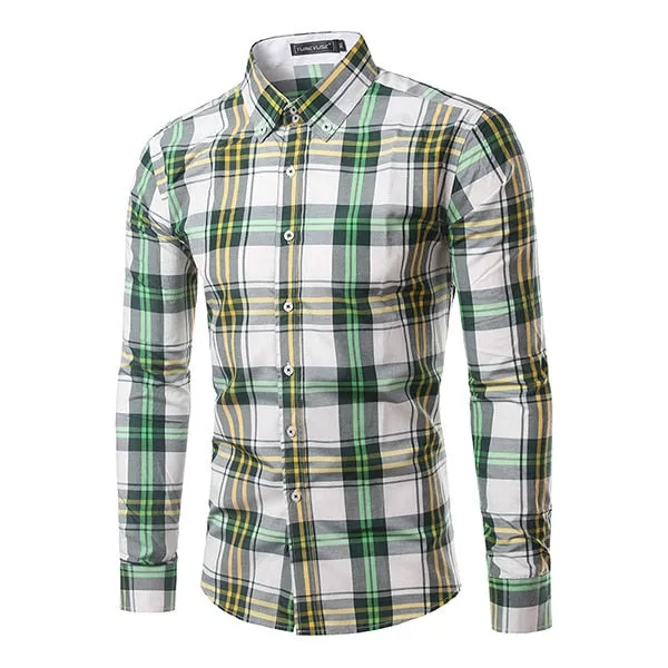 Jesse Men Plaid Long Sleeve Slim Fit Shirt
