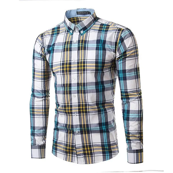 Jesse Men Plaid Long Sleeve Slim Fit Shirt
