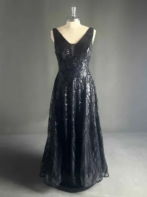 Lauren Chic V Neck Sleeveless Sequin Prom Dresses