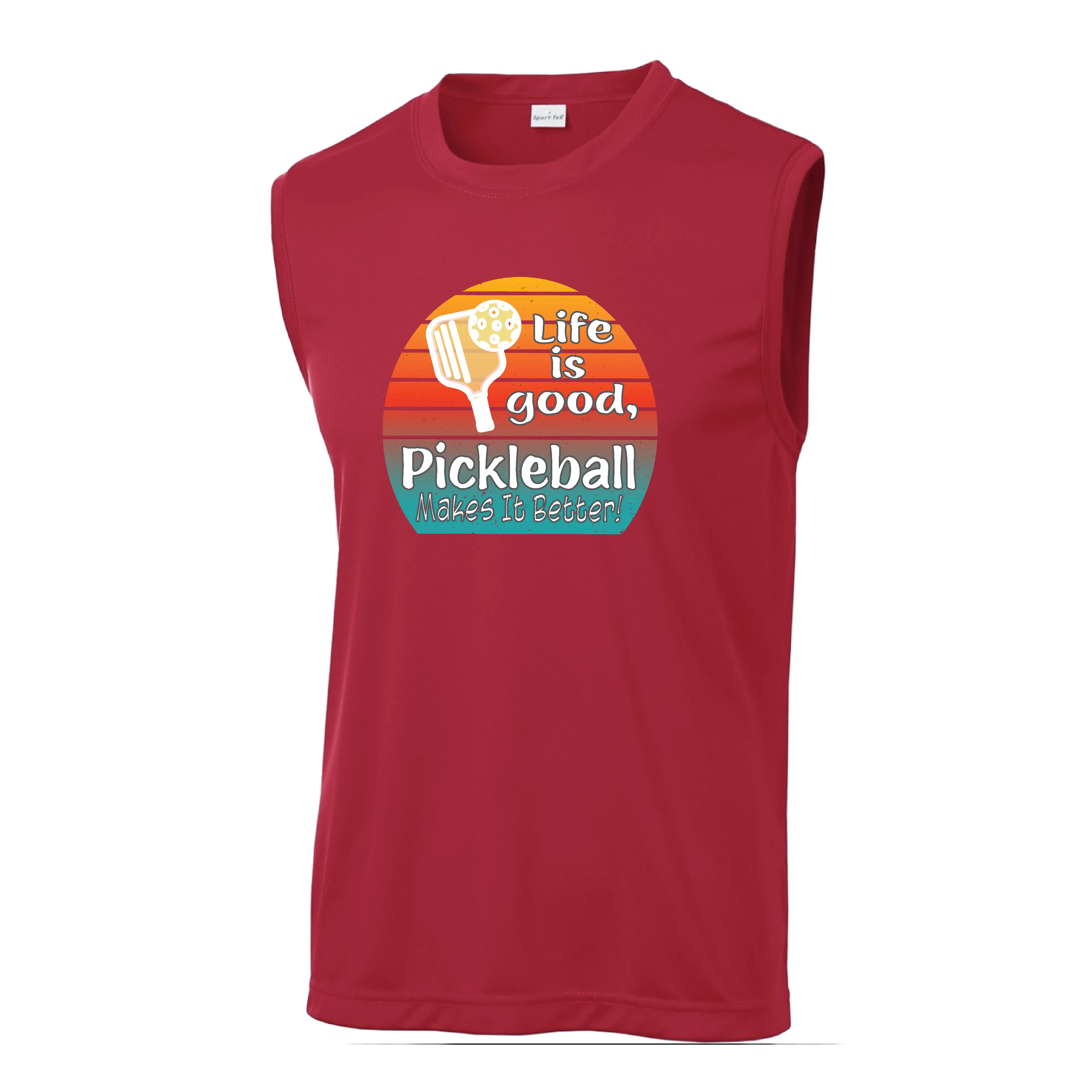 Life is Good Pickleball Makes it Better | Men's Sleeveless Athletic Shirt | 100% Polyester