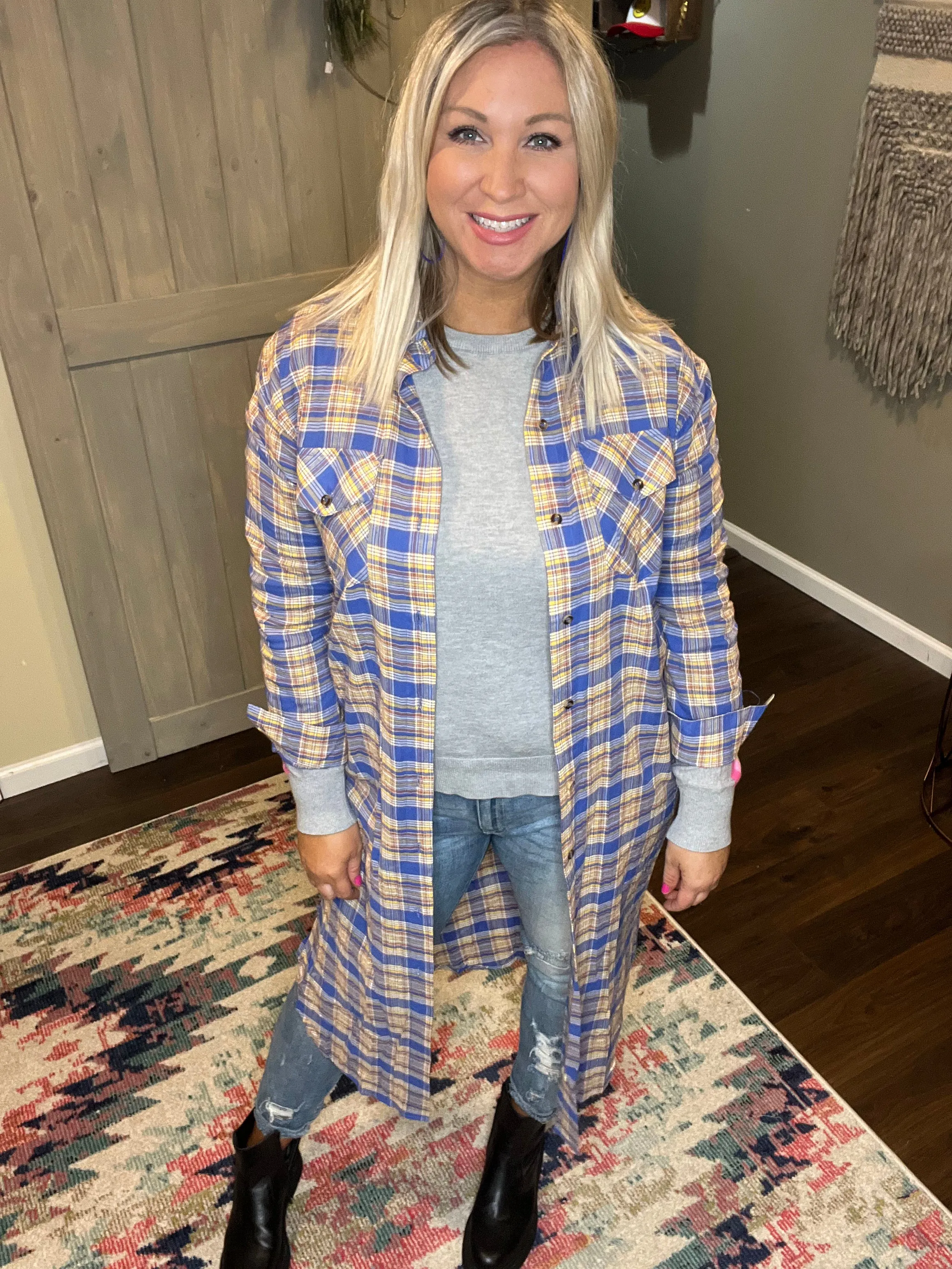 Lightweight Plaid Duster