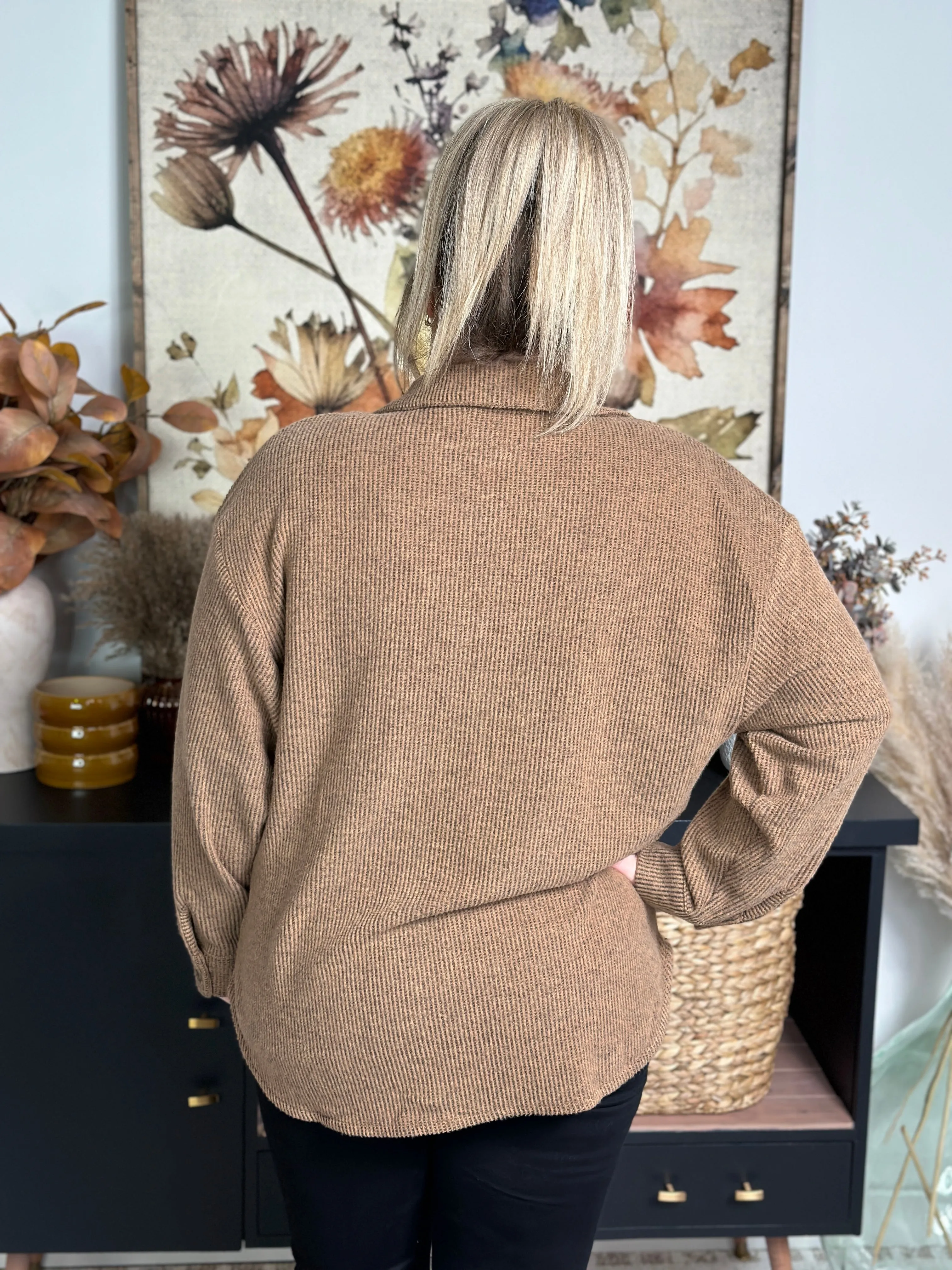 Lightweight Textured Shacket - Camel - (Small - 3X)