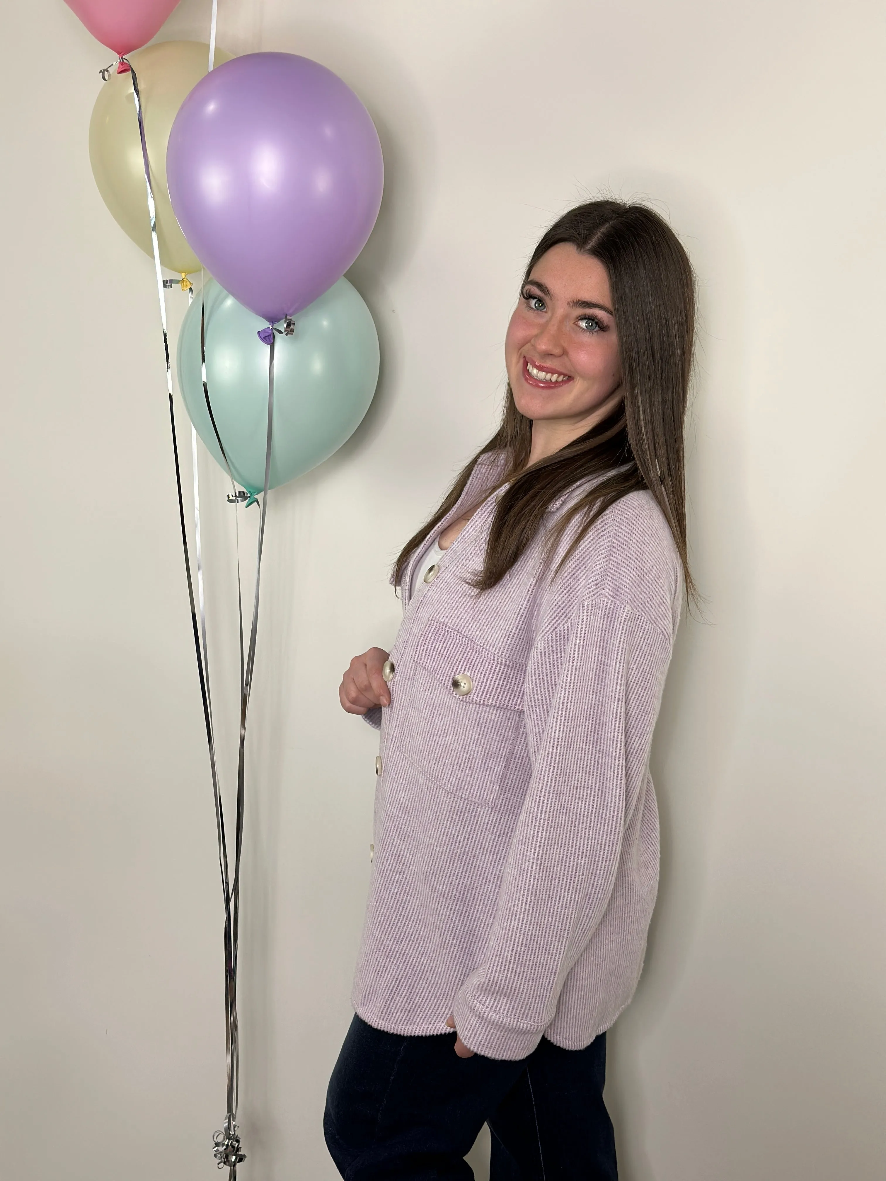 Lightweight Textured Shacket - Lavender - (Small - 3X)