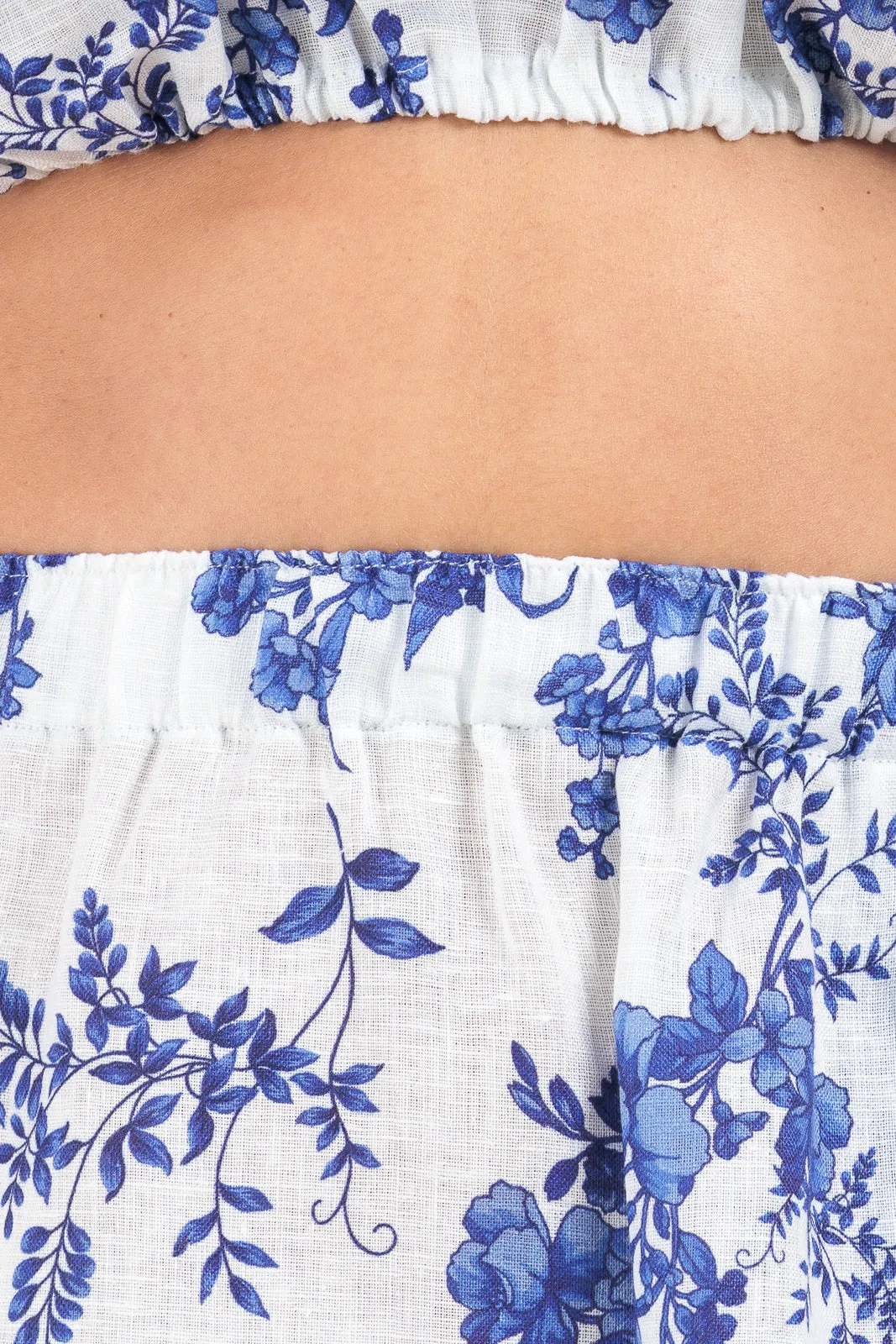 Linen Long Skirt - Blue