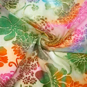 Marys Multicolour Flocked Floral Polyester Voile