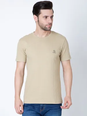 Men  Jaquard Khaki T-Shirt