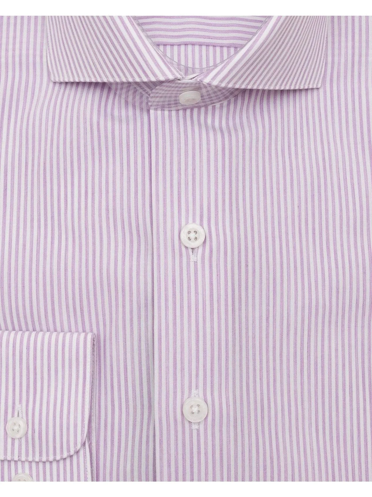 Mens Cotton Lavender Striped Slim Fit Cutaway Collar Easy Care Dress Shirt