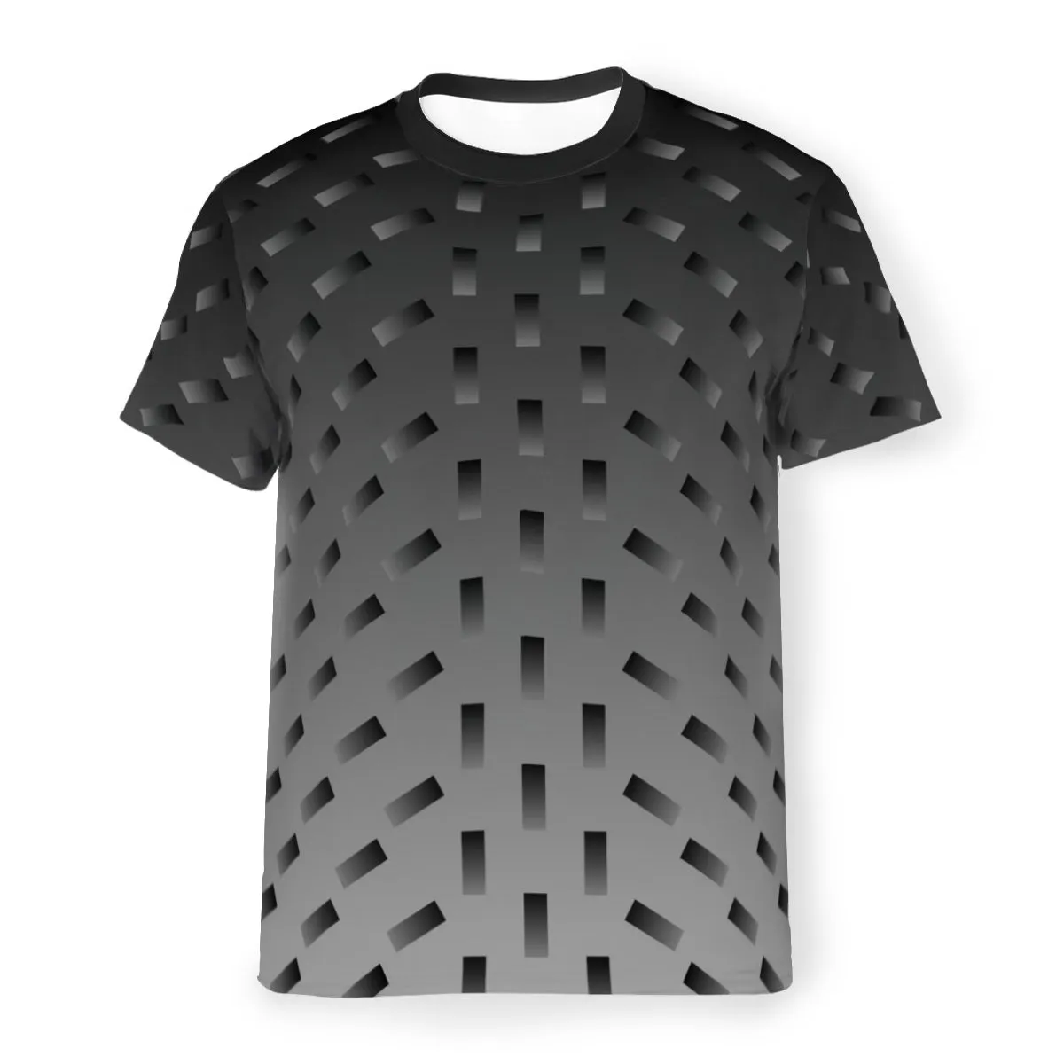 Men’s Grey Gradient Rectangles T-Shirt – Breathable Mesh (S-5XL)