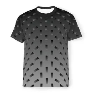 Men’s Grey Gradient Rectangles T-Shirt – Breathable Mesh (S-5XL)