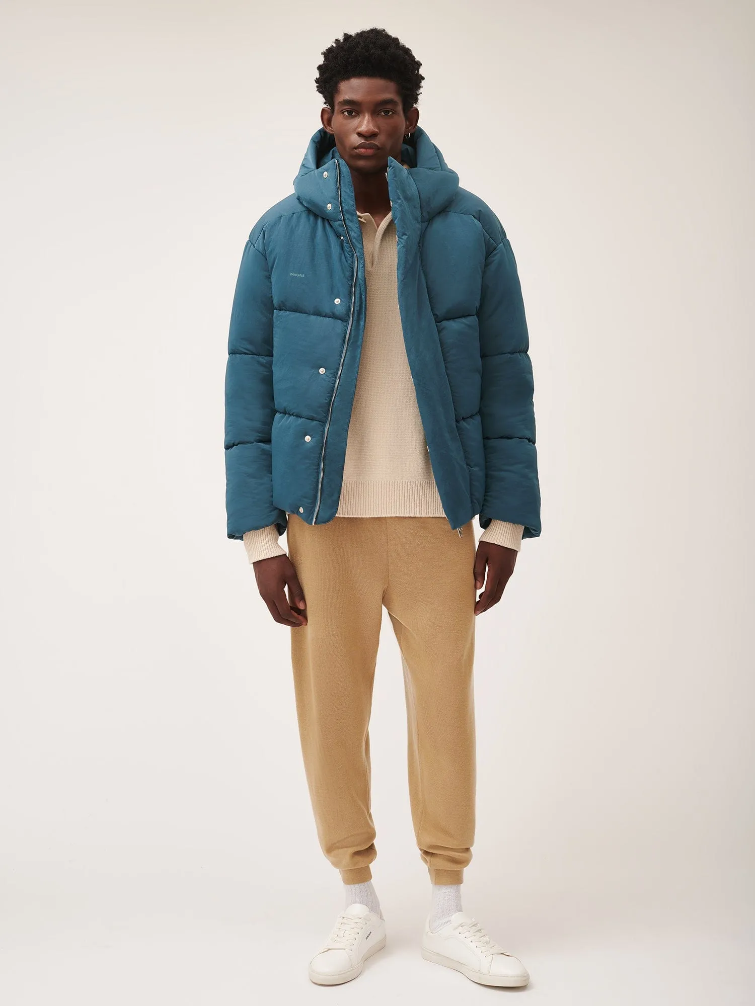 Mens Regenerative Merino Wool Track Pants—camel