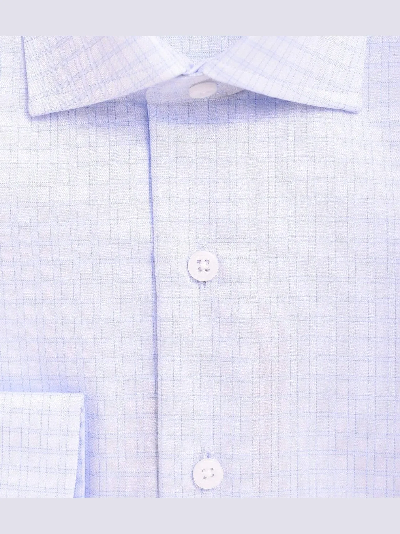 Mens Slim Fit Blue Plaid Spread Collar 100 2 Ply Wrinkle Free Cotton Dress Shirt