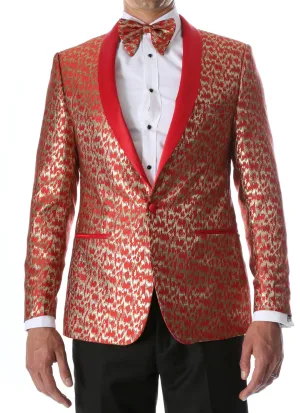Men's Webber Red Modern Fit Shawl Collar Tuxedo Blazer