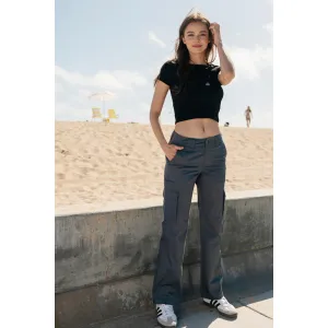 Mid Rise Relaxed Fit Cargo Work Pants - Grey