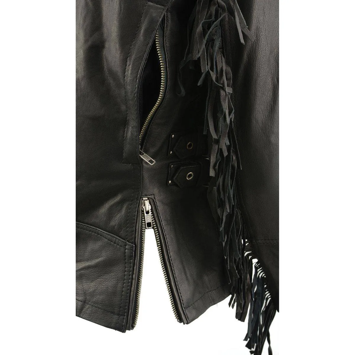 Milwaukee Leather MLL2565 Women's Black Fringed Lightweight Leather