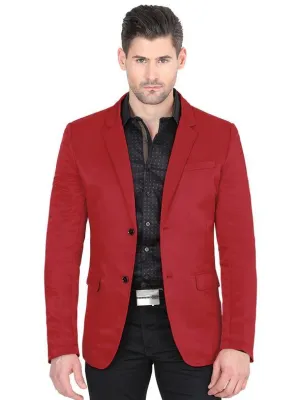 Modern Regular Fit Cut Fabric Whit Design Blazer - Red