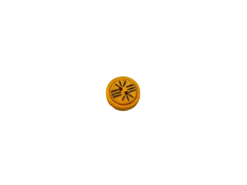 Mustard Fancy Geometrical Printed 2 Hole Wooden Buttons - 32L