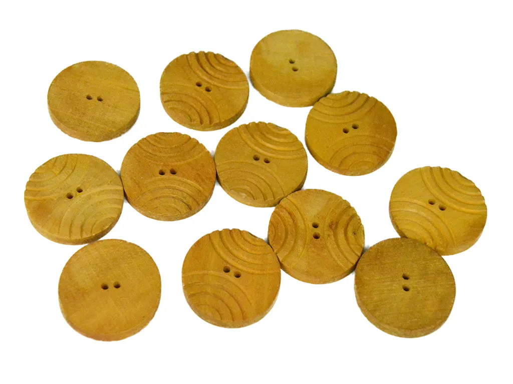 Mustard Geometric 2 Hole Wooden Buttons - 60L