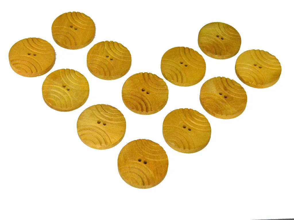 Mustard Geometric 2 Hole Wooden Buttons - 60L