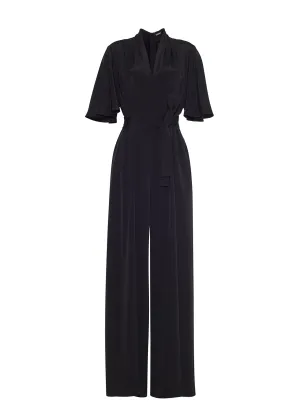 nansi jumpsuit with sleeve in silk crepe