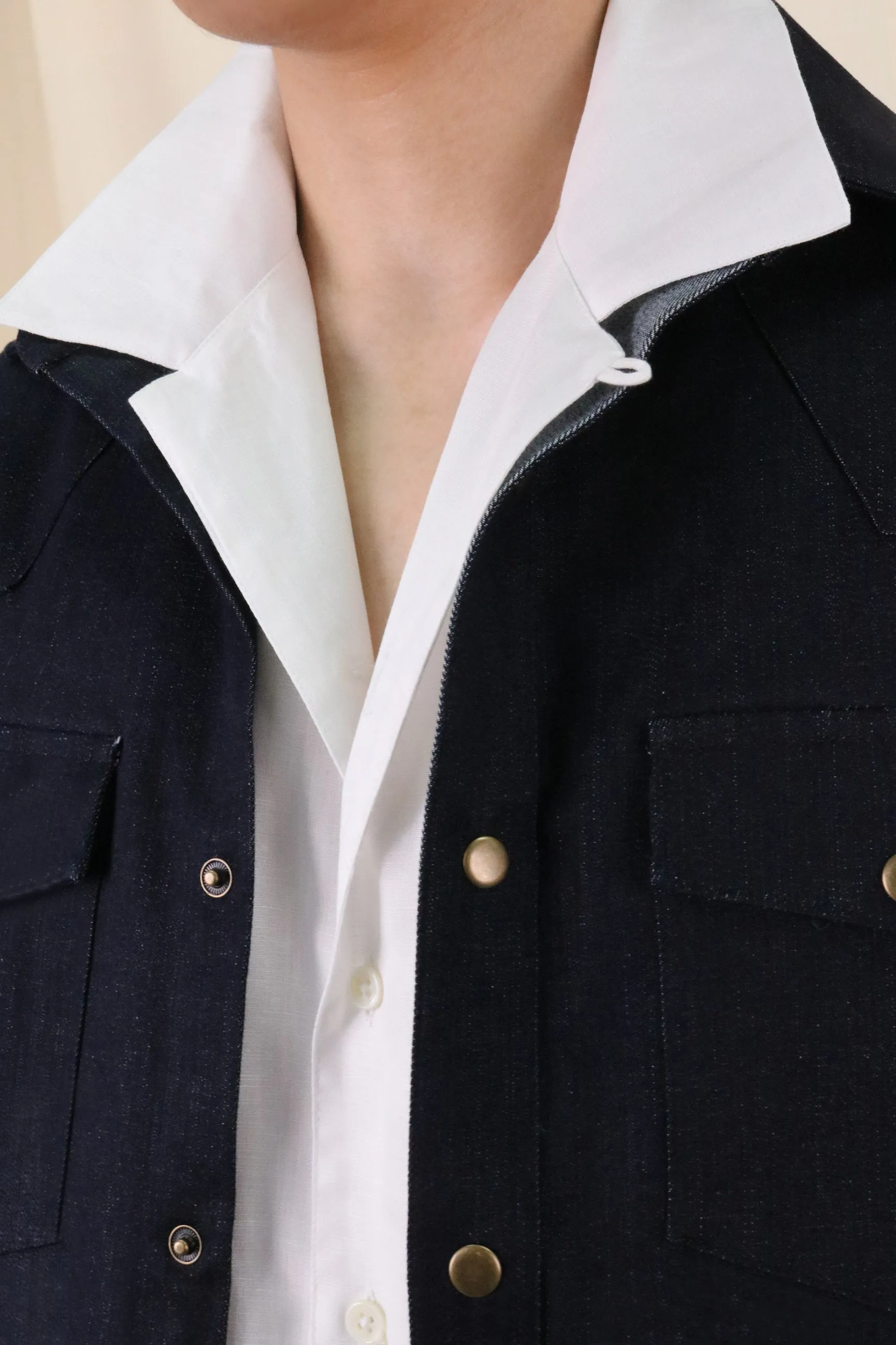Navy Denim Western Overshirt