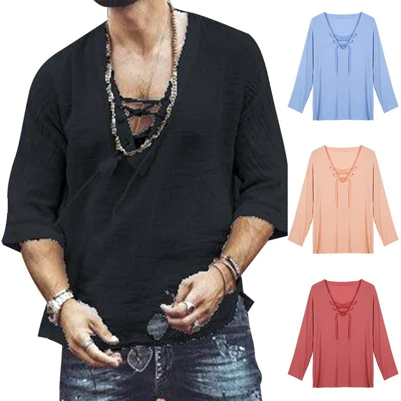 Nigata casual linen V neck shirt