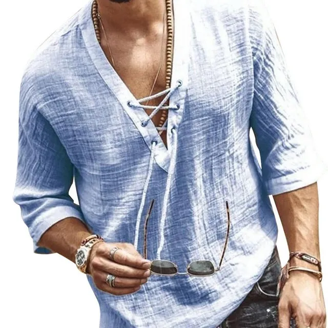 Nigata casual linen V neck shirt