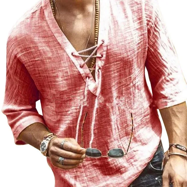 Nigata casual linen V neck shirt
