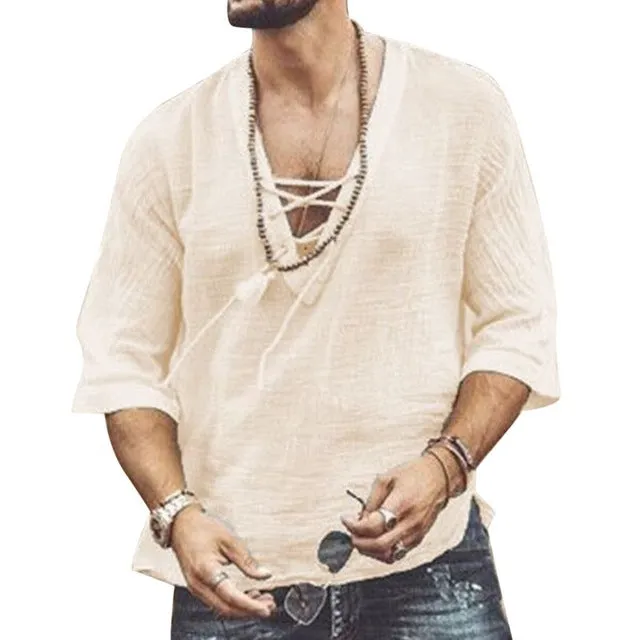 Nigata casual linen V neck shirt