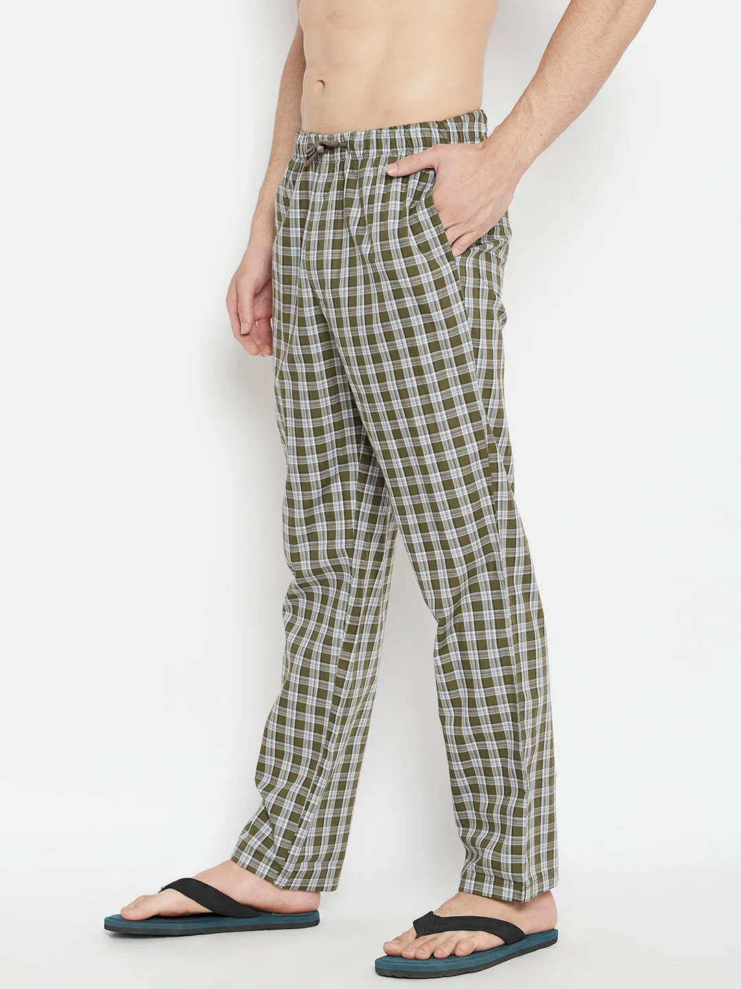 Olive Checked Smart Fit Lounge Pants