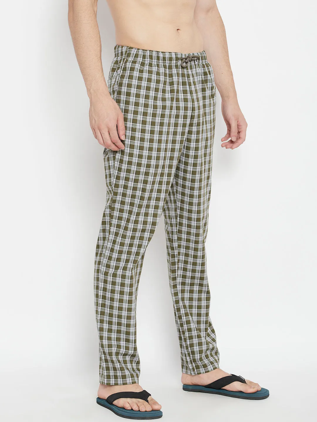 Olive Checked Smart Fit Lounge Pants