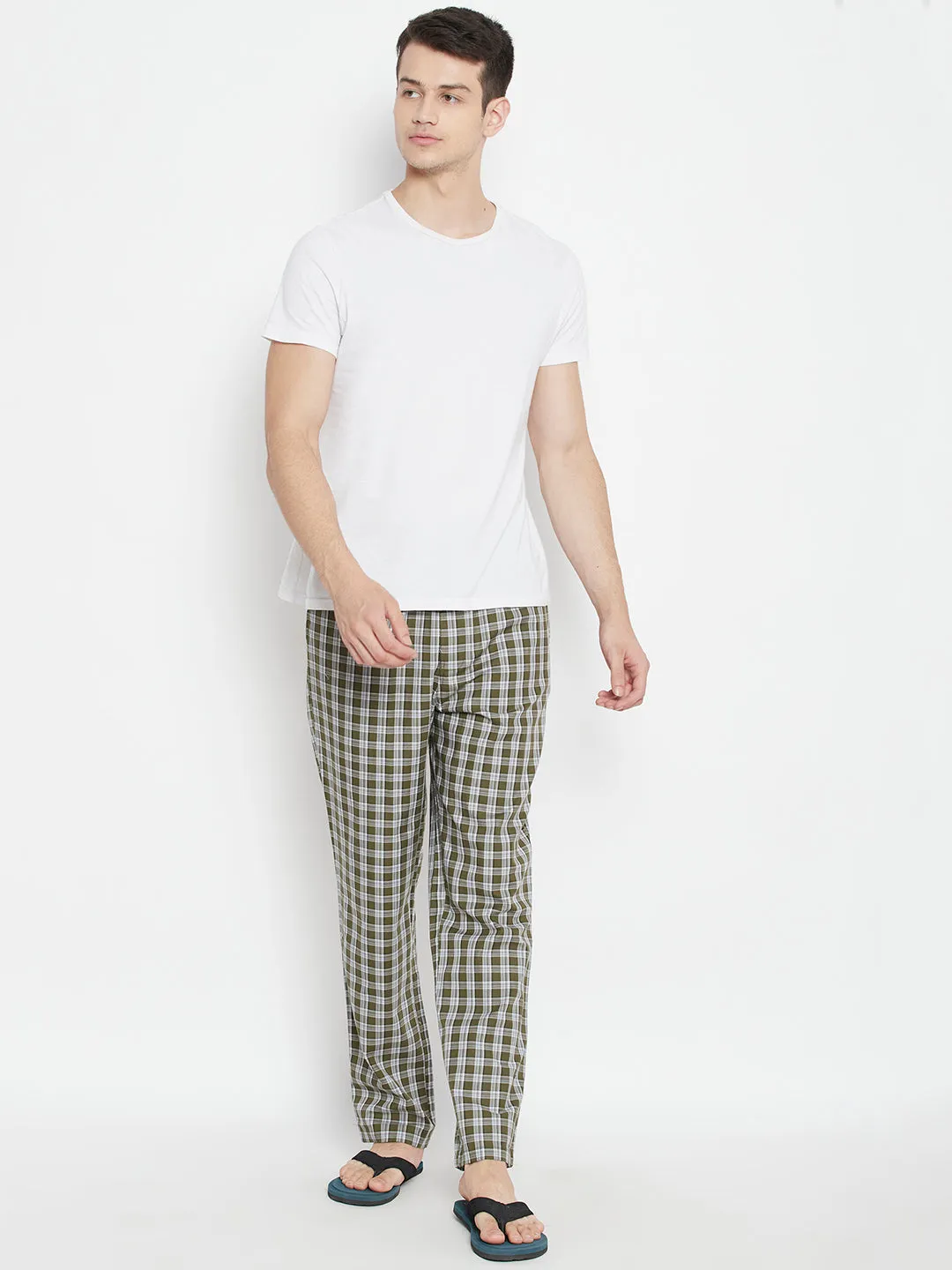 Olive Checked Smart Fit Lounge Pants