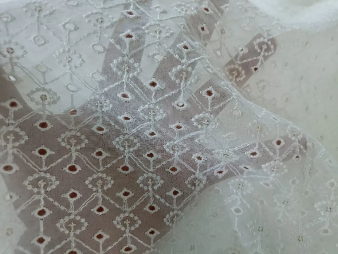 organza embroidery fabric 44" WIDE [ 5 EMBROIDERIES]