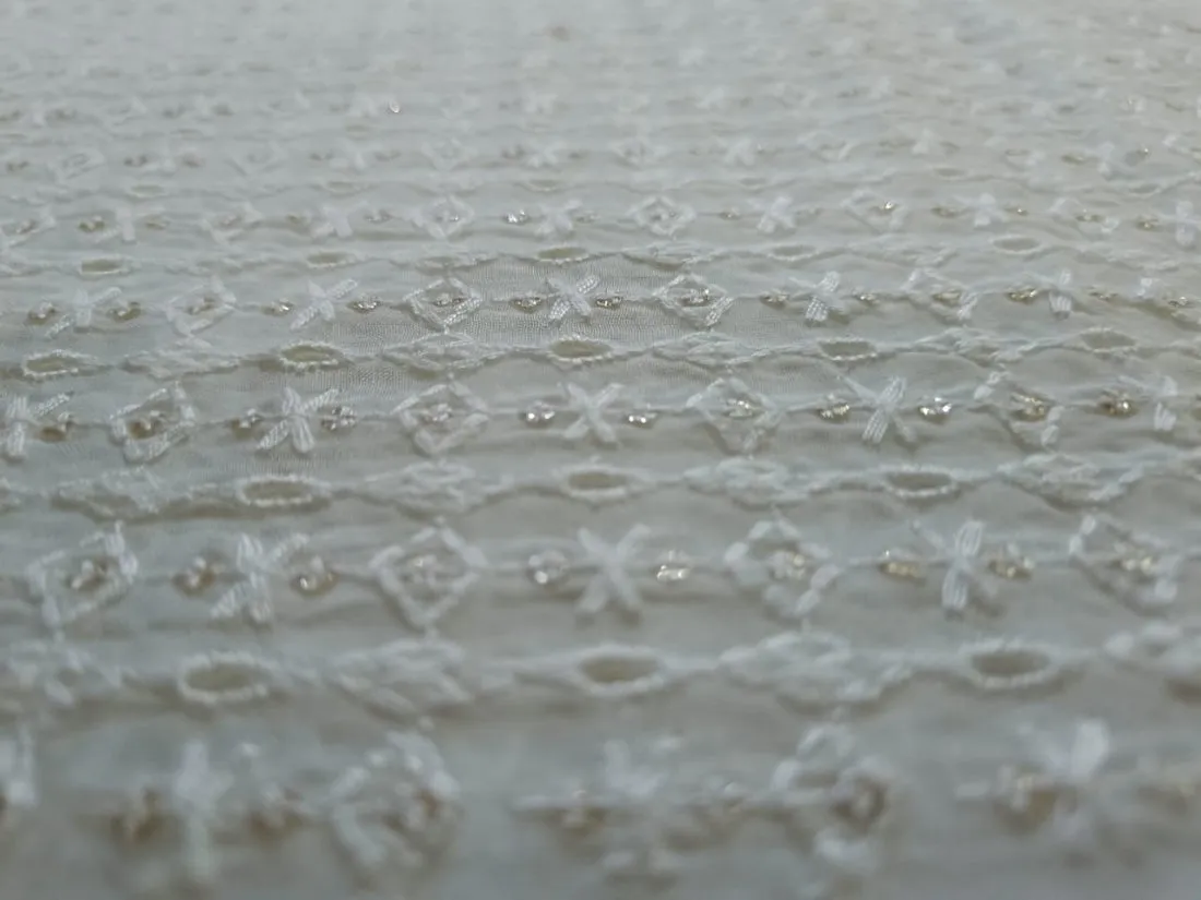 organza embroidery fabric 44" WIDE [ 5 EMBROIDERIES]