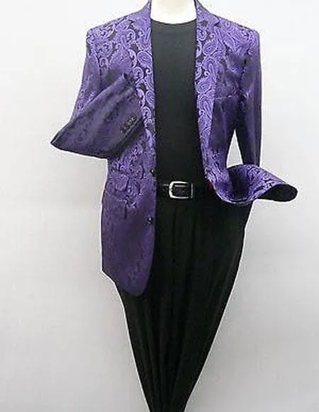 Paisley-100 Purple/Black - Mens Wholesale Blazers