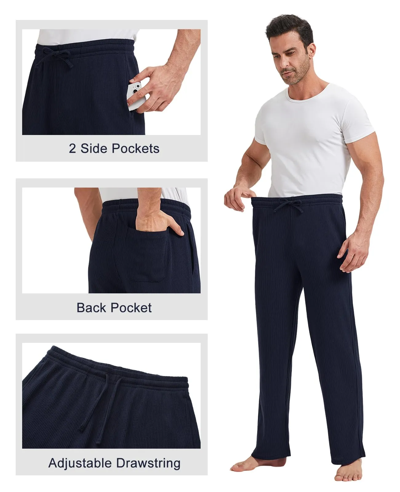 Pajama Pants Waffle Pj Lounge Sleep Pants for Tall Men