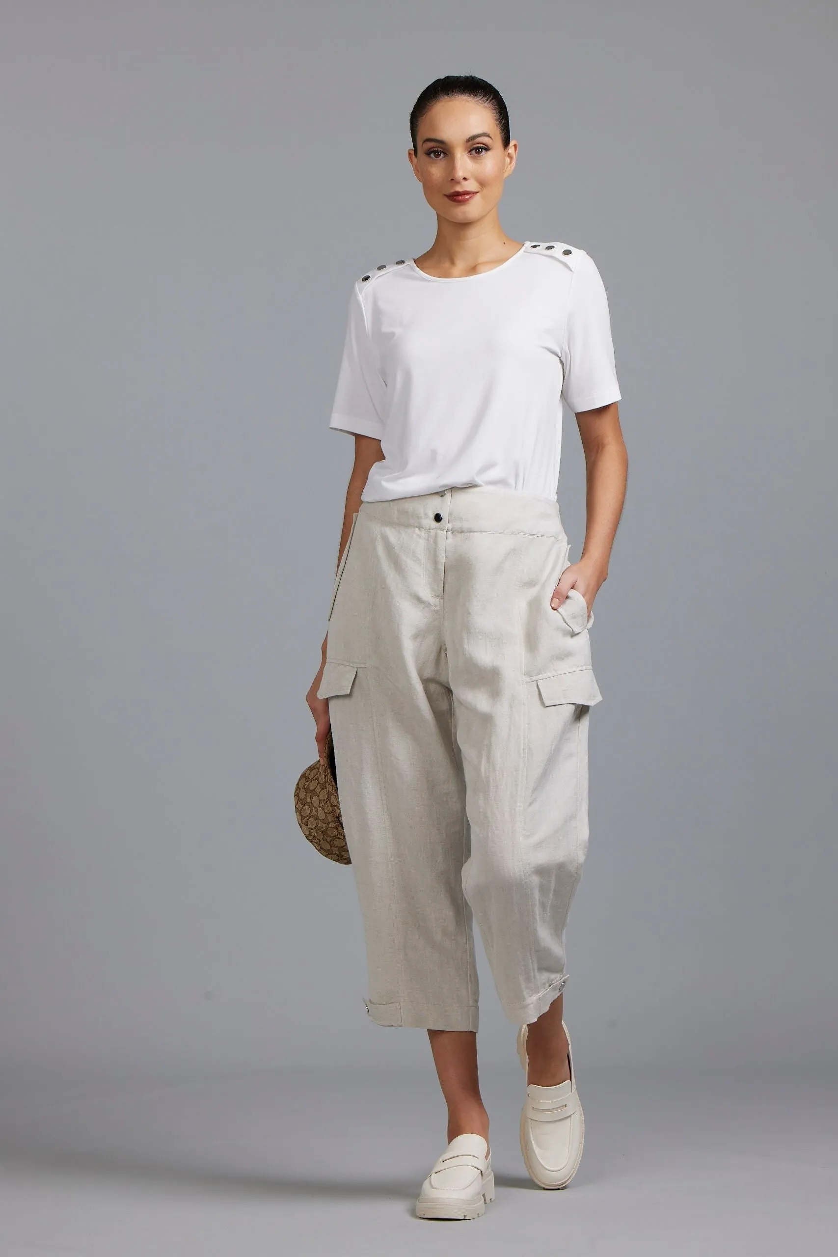 Paula Ryan Washer Linen Casual Pant - Sand