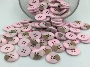 Pink Designer 4 Hole Wooden Buttons