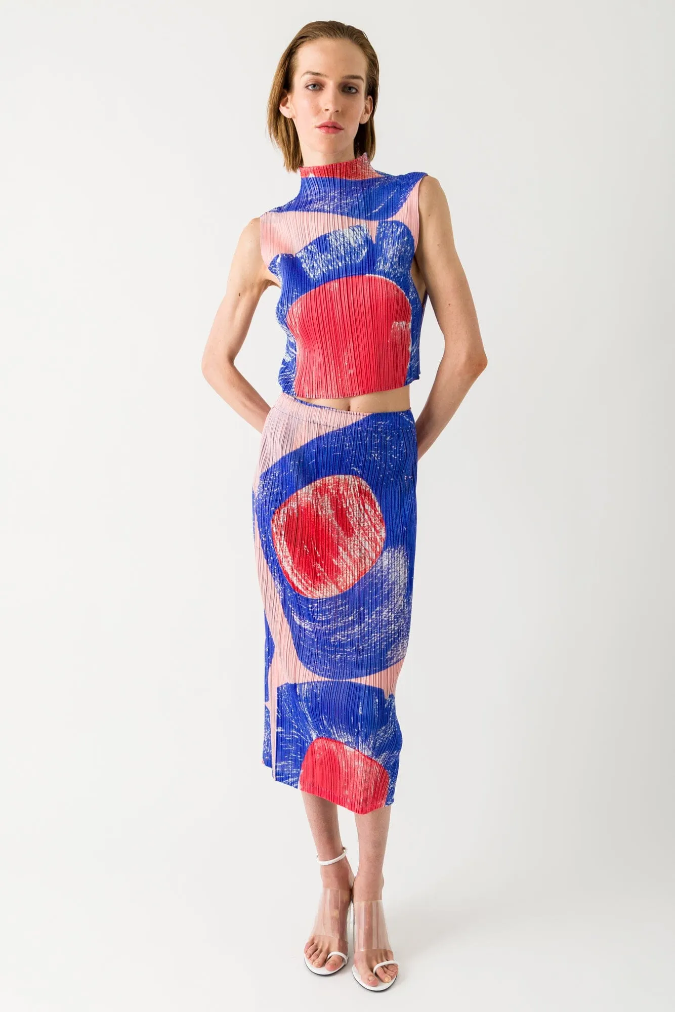 Pleats Please Issey Miyake Backlight Maxi Skirt in Red SS25
