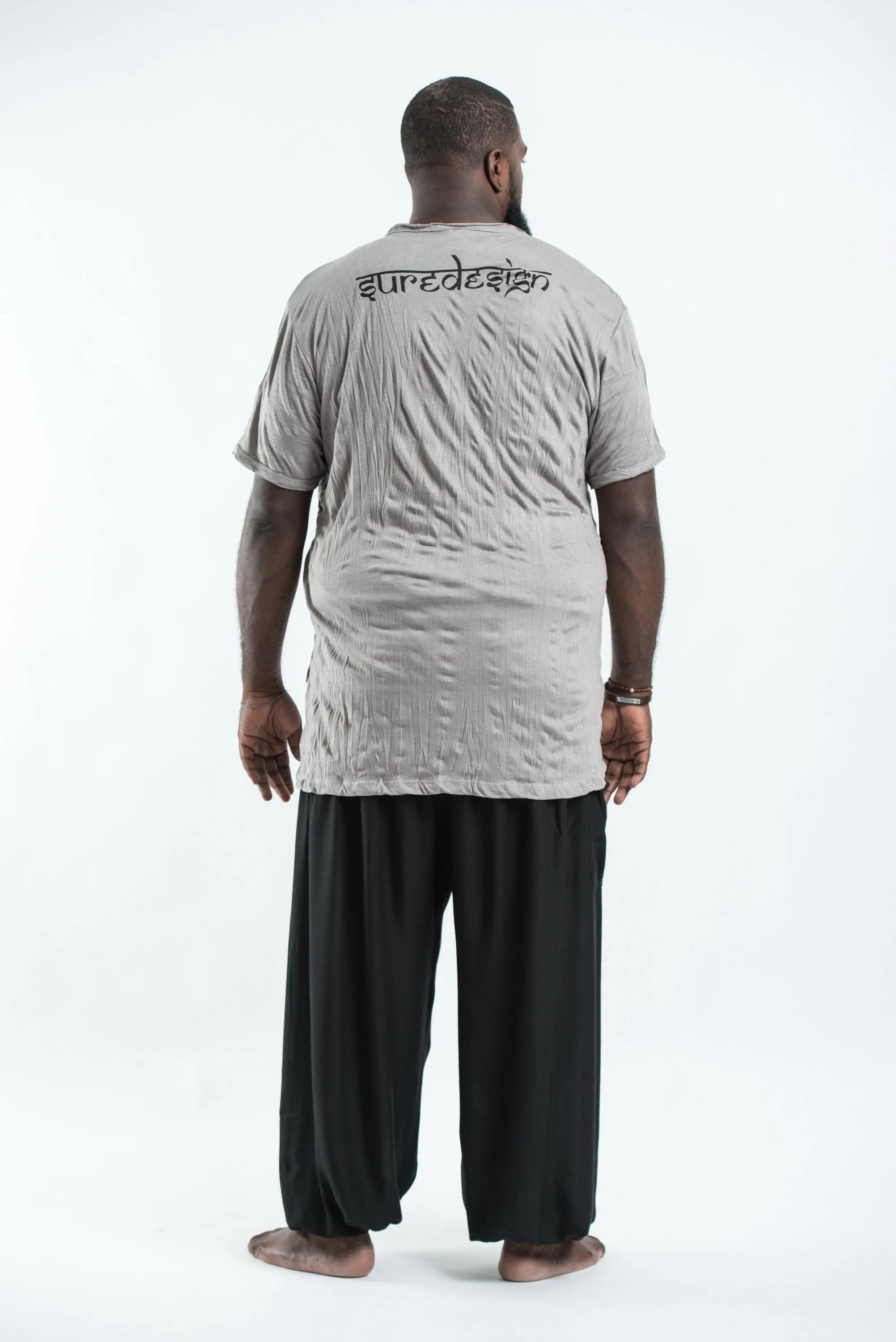 Plus Size Sure Design Men's Trippy Skull T-Shirt Gray