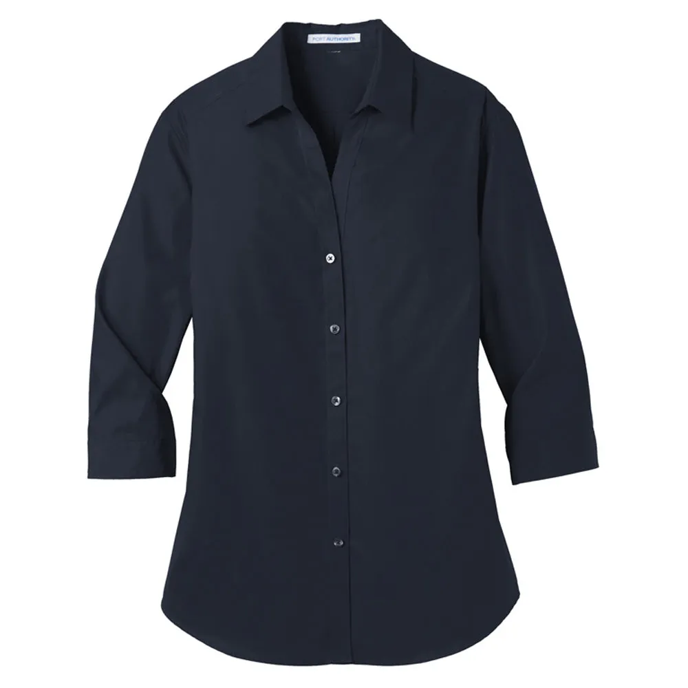 Port Authority Ladies 3/4-Sleeve Carefree Poplin Shirt