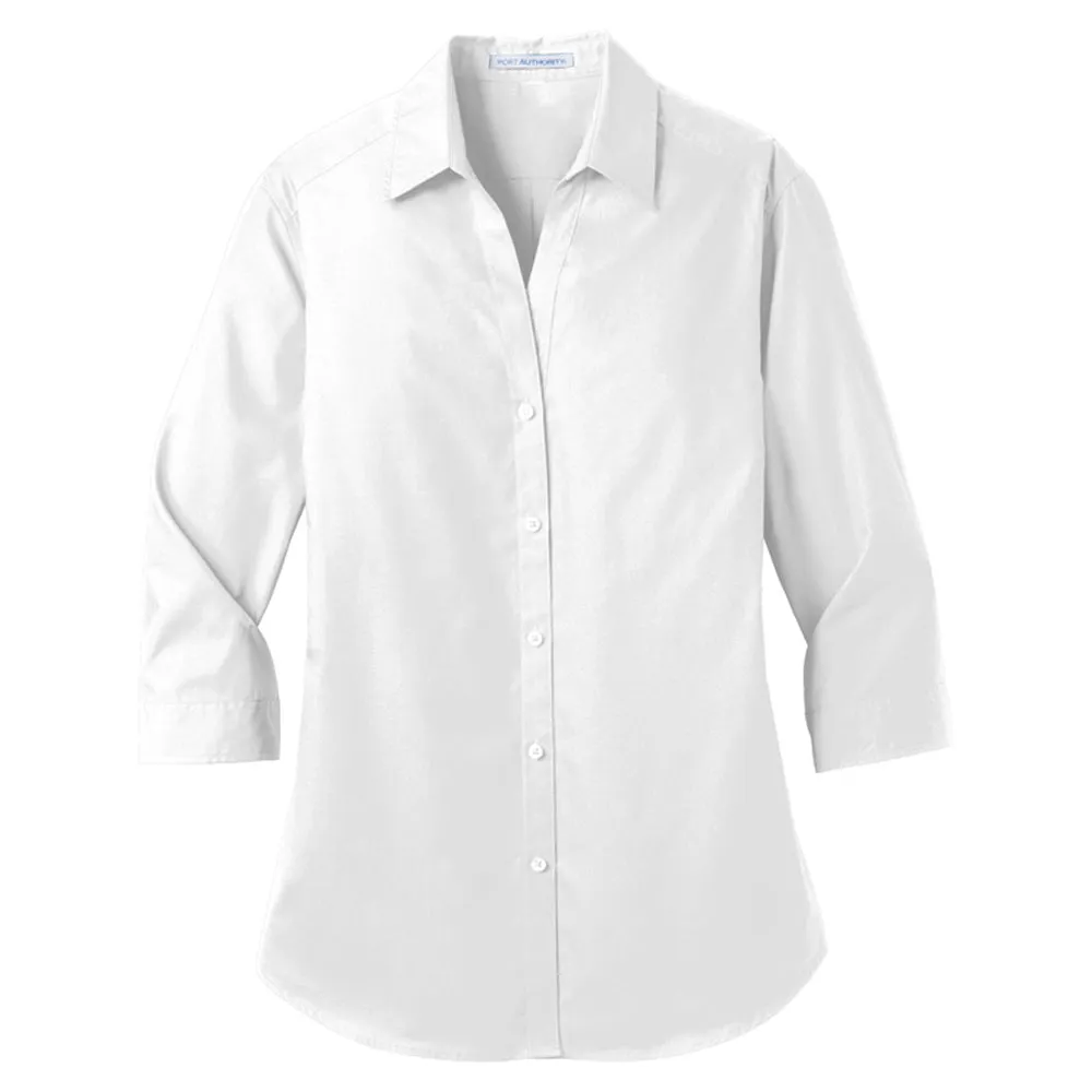 Port Authority Ladies 3/4-Sleeve Carefree Poplin Shirt
